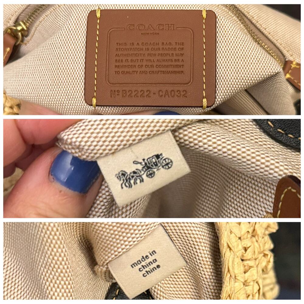EUC Coach CA032 Soft Tabby Bag In Natural Straw w/ Black Leather Trim - Picture 11 of 14